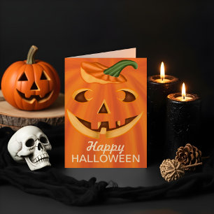 Happy Halloween Stylish Carved Halloween Pumpkin Card