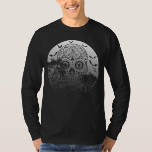 Happy Halloween Sugar Skull Graveyard Full Moon 1 T-Shirt