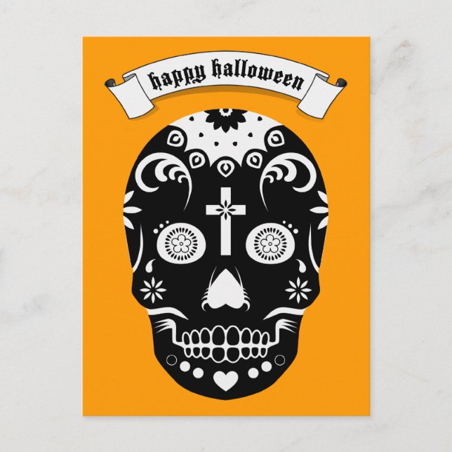 happy halloween sugar skull postcard (Front)