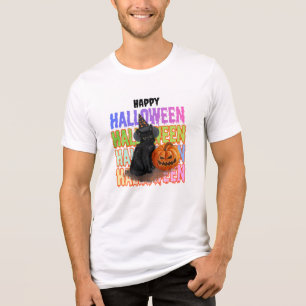 Happy Halloween SVG PNG PDF Black Cat Witch Hat Tri-Blend Shirt