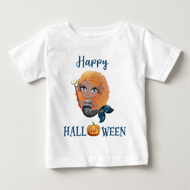 Happy Halloween t-shirt Girl Baby Mermaid t-shirt (Front)
