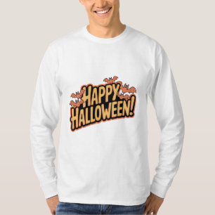 Happy Halloween T-Shirt with Cartoon Bats
