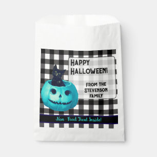 Happy Halloween Teal Pumpkin and Plaid  Favour Bags