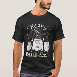 Happy Halloween Tee Funny Cats Gnome Coffee Lovers
