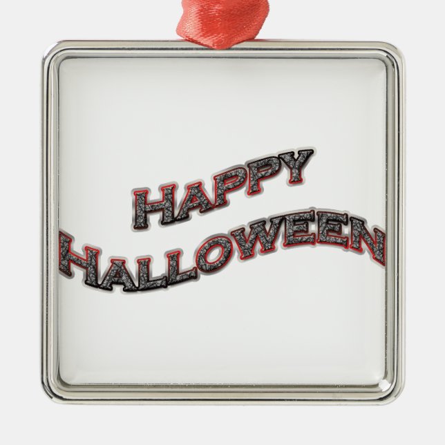 Happy Halloween Text Metal Tree Decoration (Front)