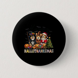 Happy Halloween Thanksgiving Christmas Dog Lovers  6 Cm Round Badge