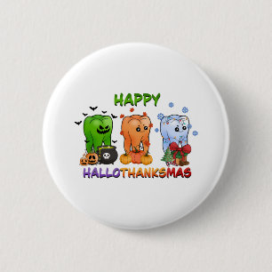 happy halloween thanksgiving christmas funny mens 6 cm round badge