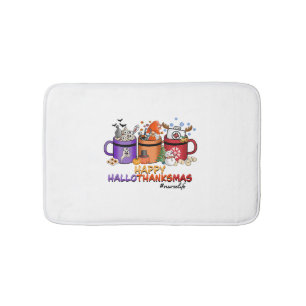 happy halloween thanksgiving christmas funny nurse bath mat