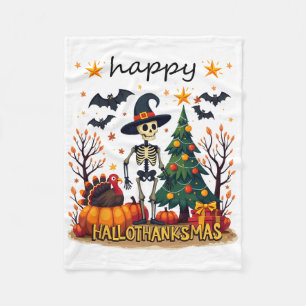 Happy Halloween Thanksgiving Christmas Party Match Fleece Blanket