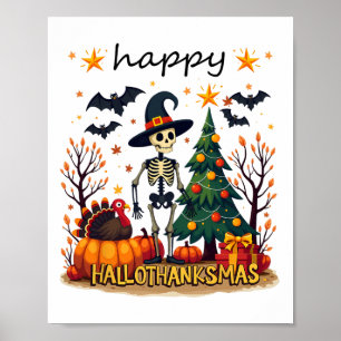 Happy Halloween Thanksgiving Christmas Party Match Poster