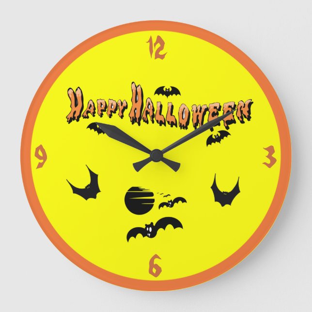 Happy Halloween & The Bats - Large Clock (Front)