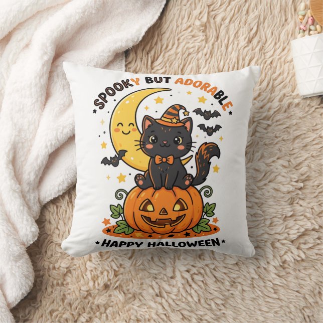 Happy Halloween Throw Pillow (Blanket)