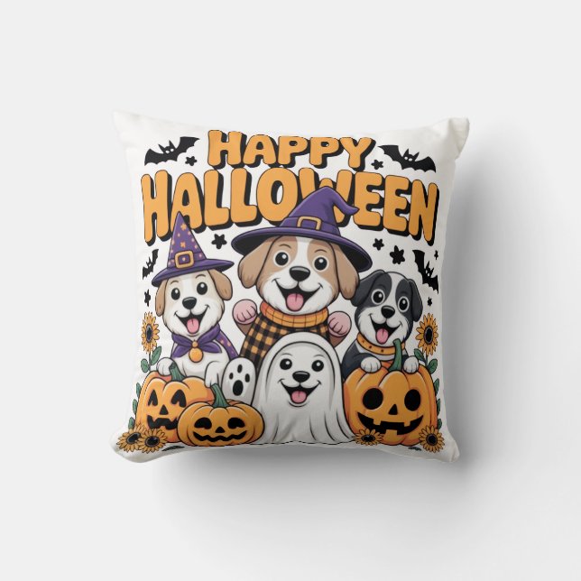Happy Halloween Throw Pillow (Front)