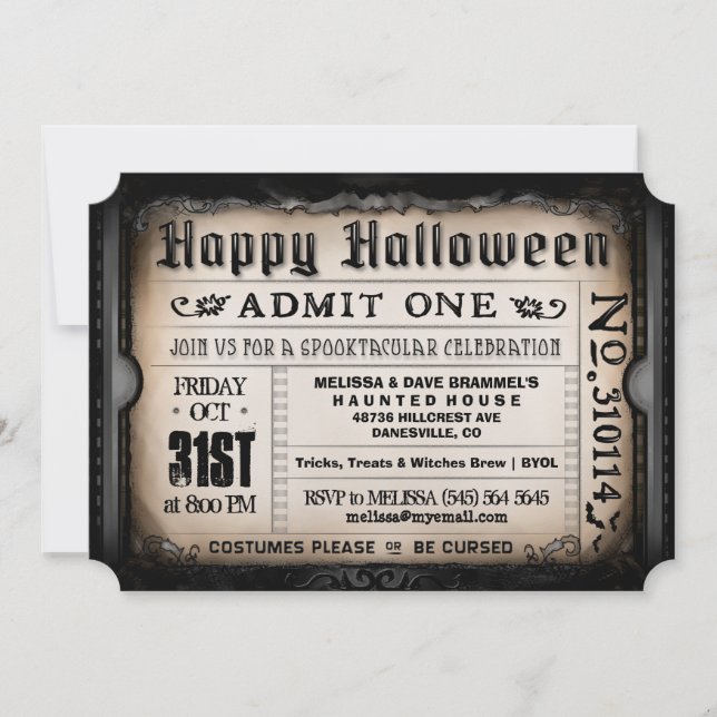 Happy Halloween Ticket Invitation (Front)