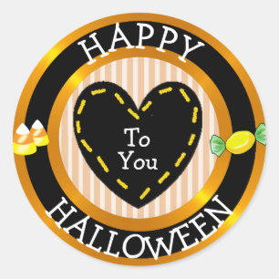 Happy Halloween To You Stiched Heart Candy Sticker