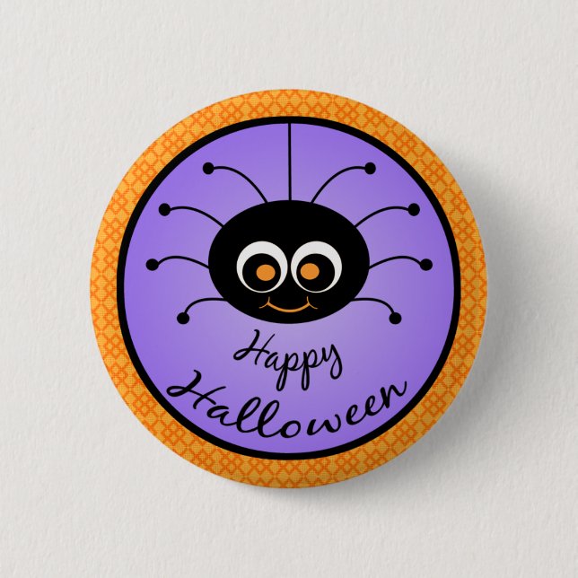 Happy Halloween Toon Spider 6 Cm Round Badge (Front)