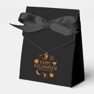 Happy Halloween treat custom name black orange Favour Box