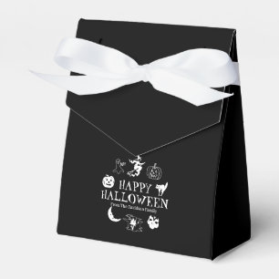 Happy Halloween treat custom name black spooky Favour Box