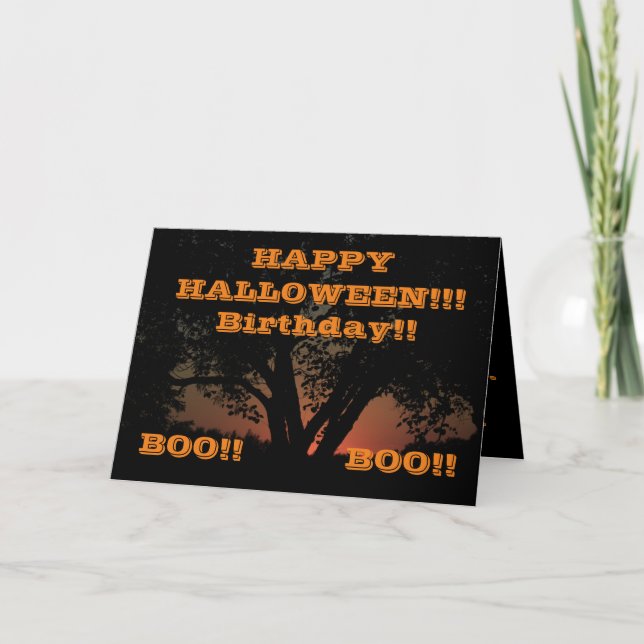 Happy Halloween Tree Greeting Card (Front)