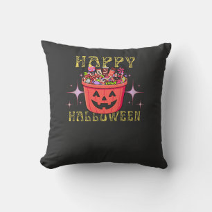 Happy Halloween Trick or Treat Candy Bucket Throw Cushion
