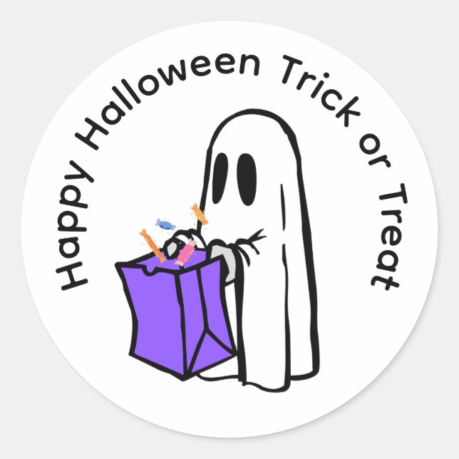 happy halloween trick or treat candy classic round sticker (Front)
