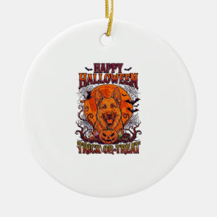 Happy Halloween Trick Or Treat German Shepherd Pum Ceramic Tree Decoration