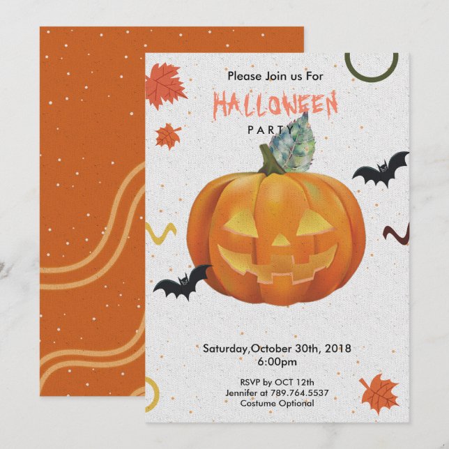 happy Halloween  trick or treat Invitation (Front/Back)