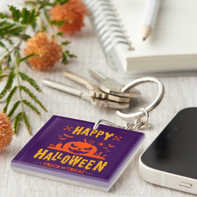 Happy Halloween, Trick or Treat Key Ring (Front Right)