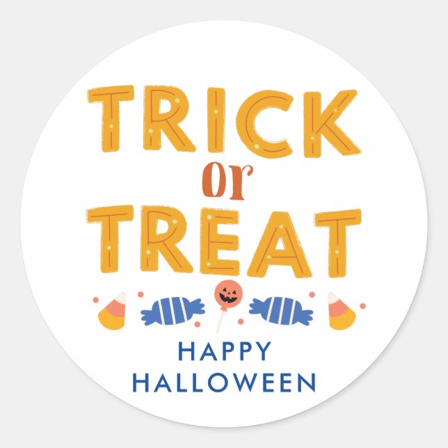Happy Halloween Trick or Treat Kids Party Classic Round Sticker (Front)