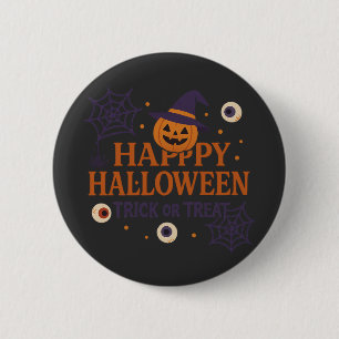 Happy Halloween Trick Or Treat Pumpkin Witch 6 Cm Round Badge