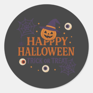 Happy Halloween Trick Or Treat Pumpkin Witch Classic Round Sticker