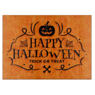 Happy Halloween Trick or Treat Typography Cutting Board