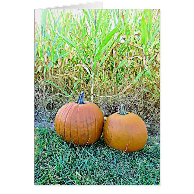 Happy Halloween Two Cute Pumpkins Card (Front)