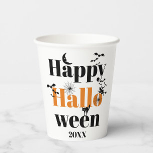 Happy Halloween typography with vintage elements Paper Cups