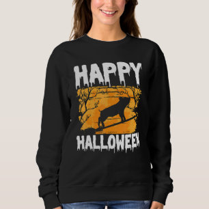 Happy Halloween u2013 Witch Pig Flying Broom Hallo Sweatshirt