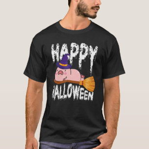 Happy Halloween u2013 Witch Pig Flying Broom Hallo T-Shirt