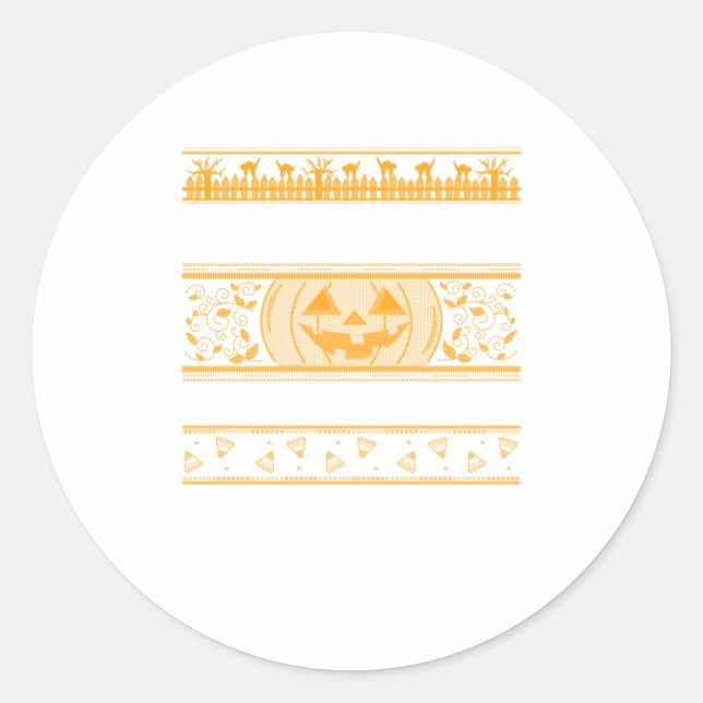 Happy Halloween  Ugly ter Design  Pumpkins Classic Round Sticker (Front)