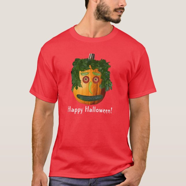 Happy Halloween - Uncut Pumpkin Face T-Shirt (Front)