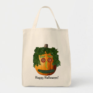 Happy Halloween! - Uncut Pumpkin Face Tote Bag