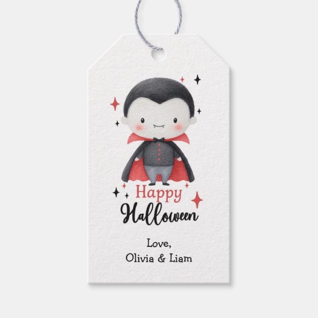 Happy Halloween Vampire Custom Gift Tags (Front)
