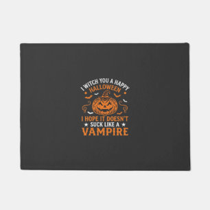 Happy Halloween Vampire Pumpkin Witch Hat Bats Doormat