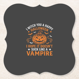 Happy Halloween Vampire Pumpkin Witch Hat Bats Paper Coaster