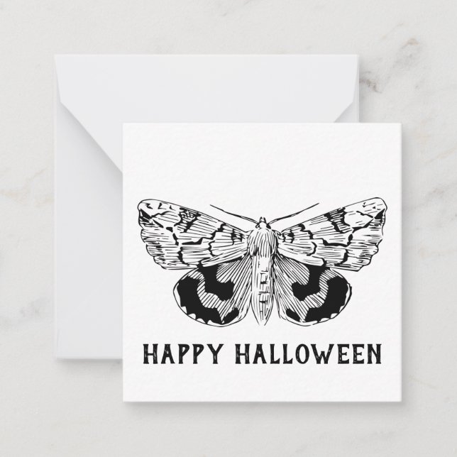 "Happy Halloween" Vintage Moth Gothic modern Card (Front)