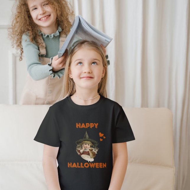 Happy Halloween vintage witch with kittens T-Shirt (Creator Uploaded)