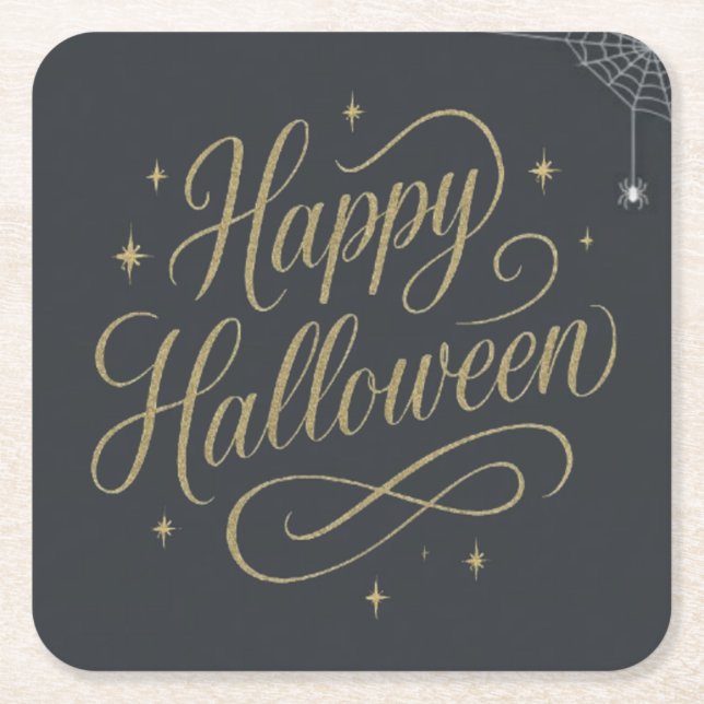 happy halloween web  square paper coaster (Front)