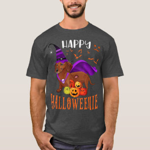 Happy Halloween Weenie Dachshund Dog Witch Scary P T-Shirt