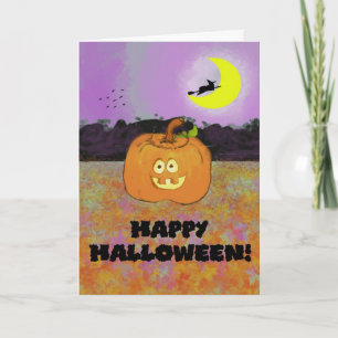 Happy Halloween Whimsical Pumpkin Cute Card