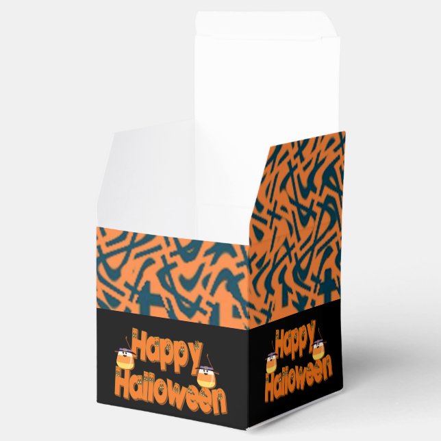 Happy Halloween Whimsical Text Cube Favour Box (Opened)