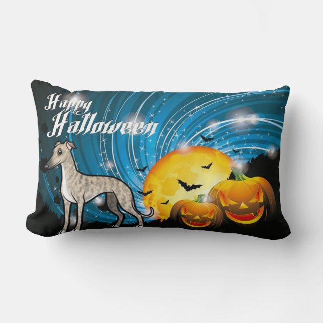 Happy Halloween Whippet Lumbar Cushion (Front)