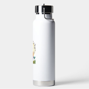 Happy Halloween White Cat Pumpkin Moon Bats Ghosts Water Bottle